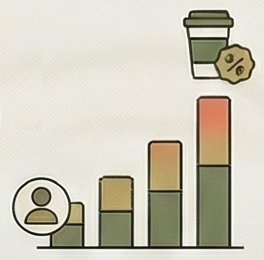 Illustration of guest growth metrics with a bar chart and promotional offer