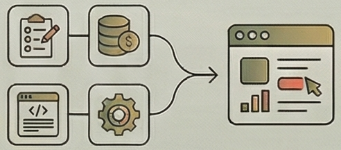 Illustration of multiple tools consolidating into one unified platform dashboard
