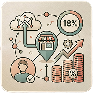 Illustration of offline venue tracking connected to cloud data and measurable ROI growth