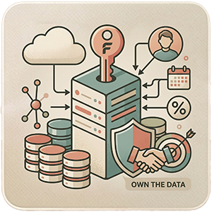 Illustration of secure first-party data ownership with server, key, and GDPR-compliant profiles